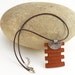 Zen Leather Necklace, Hand Carved Brown Leather
