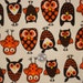 The cutest Halloween Owls on white Cotton Ribbed Knit Fabric 1 Yard
