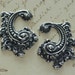 2 Large Silver Ornate Scroll Findings 1605