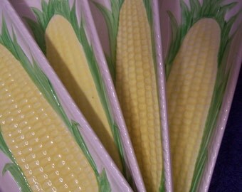 Corn Cob trays / relish trays / Set of 4 Vintage corn cob tray