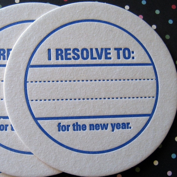 Letterpress Coaster Set - New Years Resolution (2 boxes)