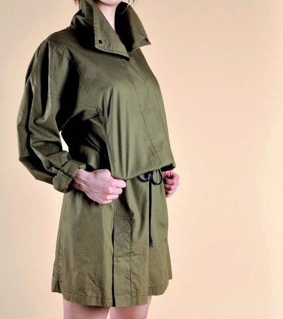 Vintage ARMY GREEN SHIRT DRESS
