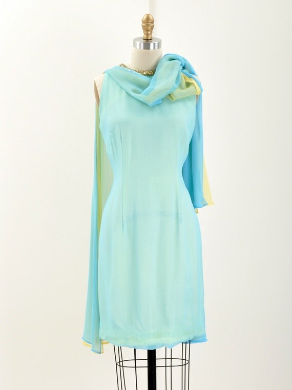 vintage JEWELED CAPE dress