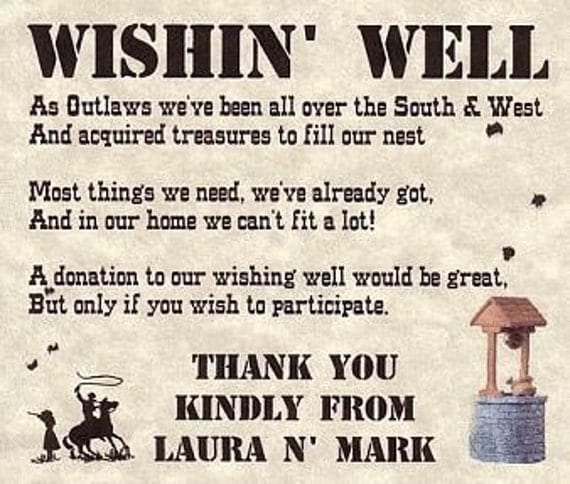 for wording well birthday wishing 50 Cowboy Wedding Cards Favors Western Well Wishing qty