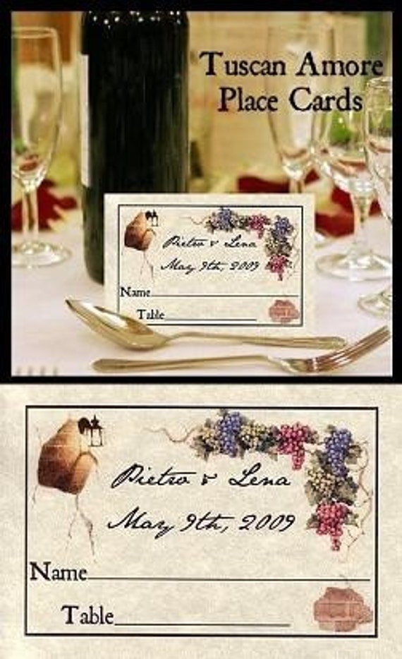 Tuscan Amore Italian Wedding Favor Place Cards qty 50