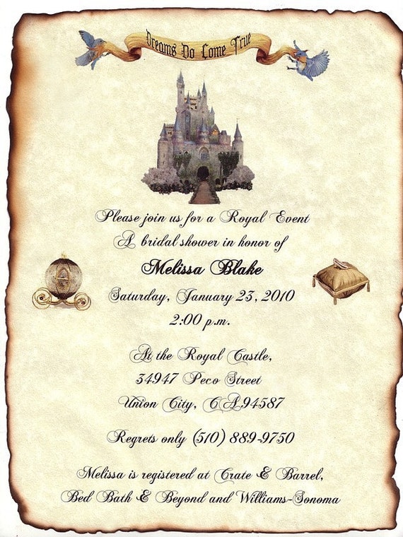 hindi in birthday wording qty Cinderella Wedding Invitation 75 Castle Scrolls FairyTale