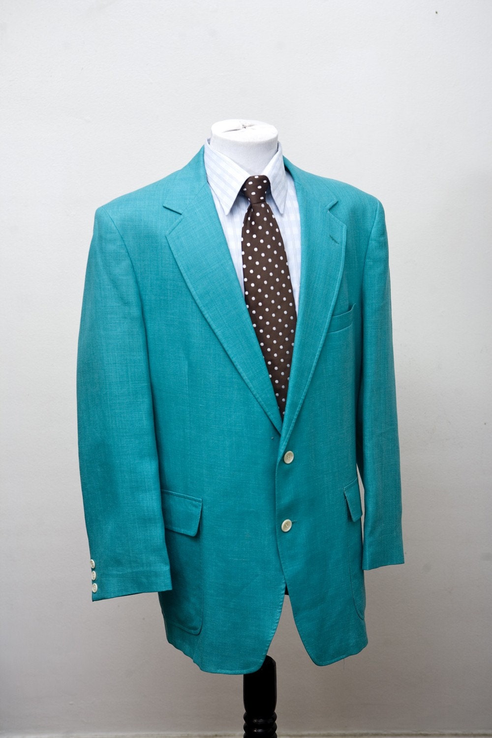 Size 44L Vintage Teal Sport Coat by BrightWall on Etsy