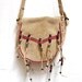 FRINGE tan suede 70s BEADED hearts pouch purse