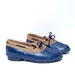 size 10 NAVY BLUE rubber tan leather 80s 90s DUCK slip on ankle boots