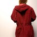 PARKA red velvet leather 80s 90s HOODED TOGGLE coat