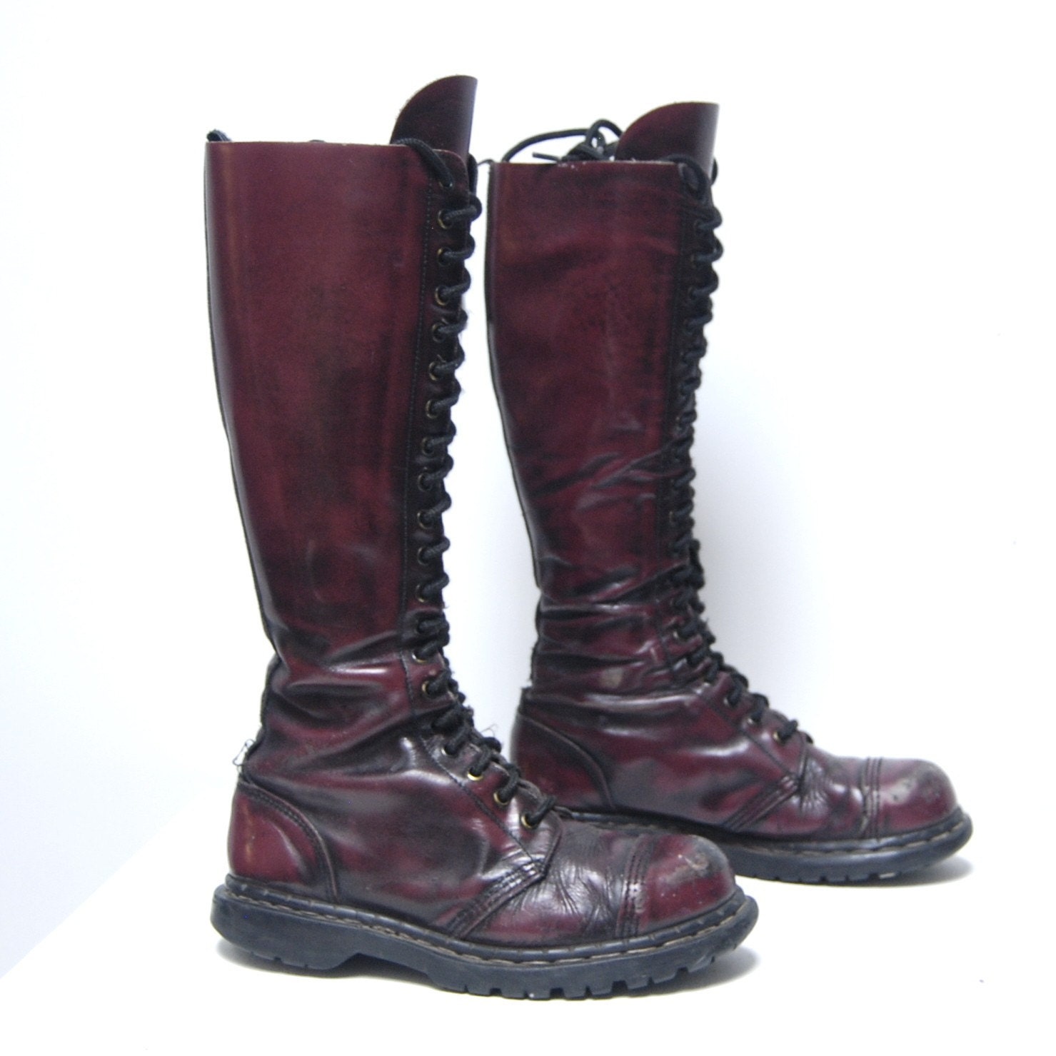 red knee high dr martens
