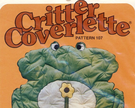 Frog Quilt Pattern Critter Coverlette UNCUT Vintage by lindapaloma