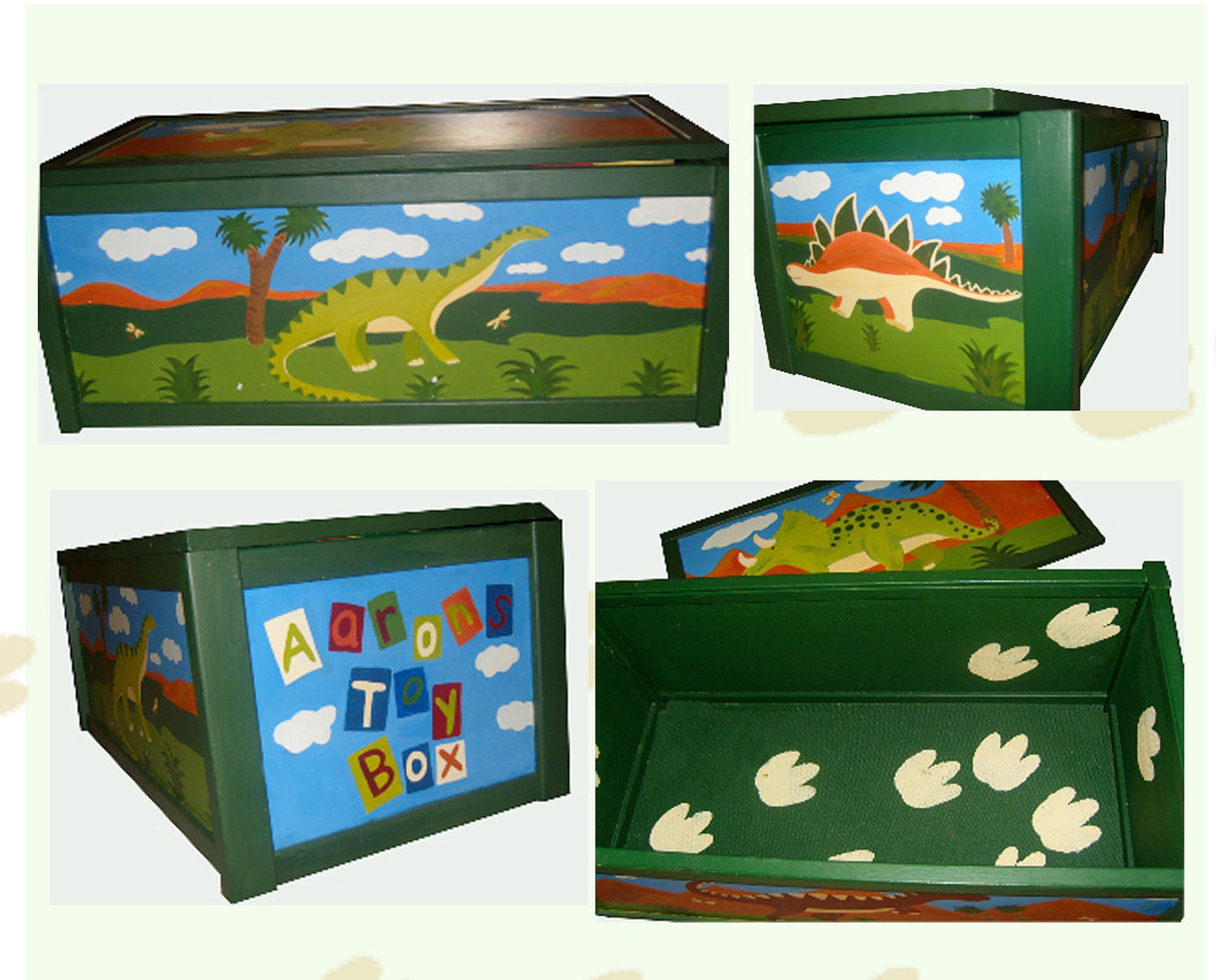 Personalized Dinosaur Toy Box / Children's / Boys Storage