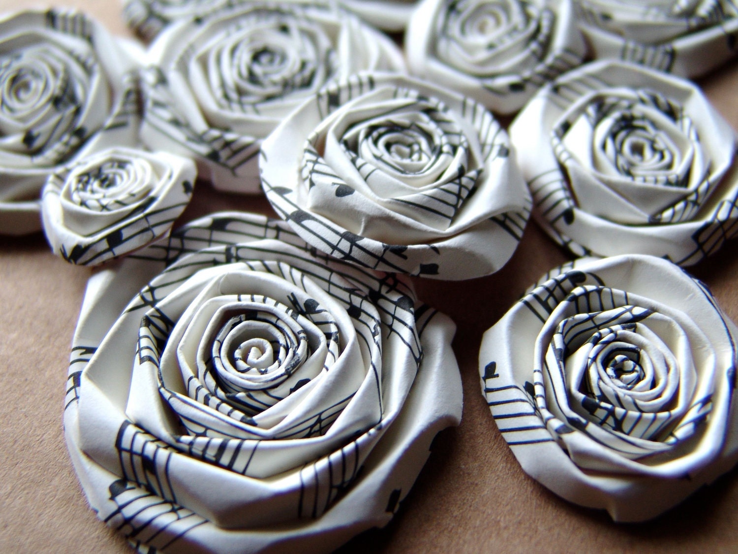 Music Note handmade paper flowers set of 10 handmade by ilovethis