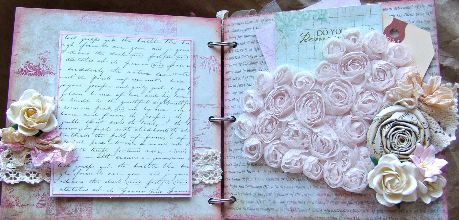 Shabby Chic Wedding Album Chipboard Scrapbook 6x6 mini pink