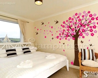 Cherry Blossom Tree Wall Decal - cherry blossom tree wall decal wall mural graphics decor - K018