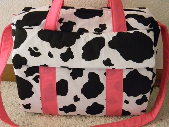 cow print diaper backpack