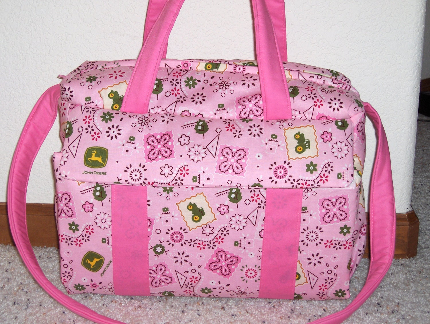 Pink John Deere Diaper Bag w/change pad by EMIJANE by emijane