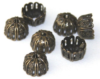 50 pcs of Antiqued brass finish bead cap 10mm