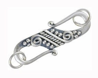 1 Piece of (0.925)Bali Oxidized sterling silver S clasp 25mm