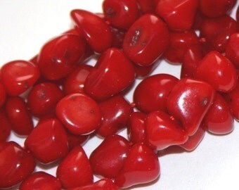 2X16 inches strand of Bamboo Coral freeform nuggets 6-8mm
