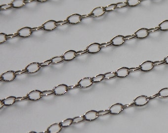5 ft of Sterling Silver Oxidized Textured cable chain 4X2.5mm