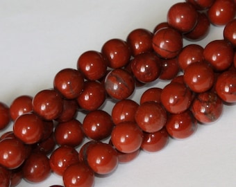 16 inch strand of 8mm Red Jasper round beads