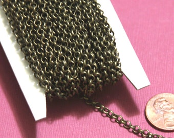 25ft of Antique brass Rollo chain 3.2mm unsolder links