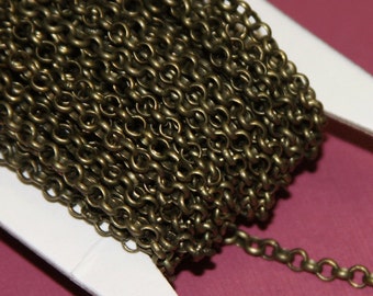 100 ft of Antique brass Rollo chain 3.2mm unsolder links