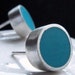 Resin & Silver Post Earrings - Turquoise Blue Dot