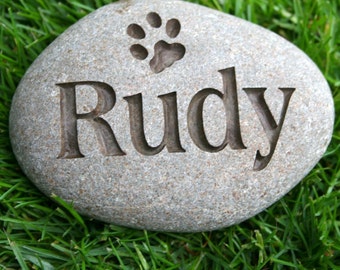 Personalized Pet Memorial Stone on Natural River Rock