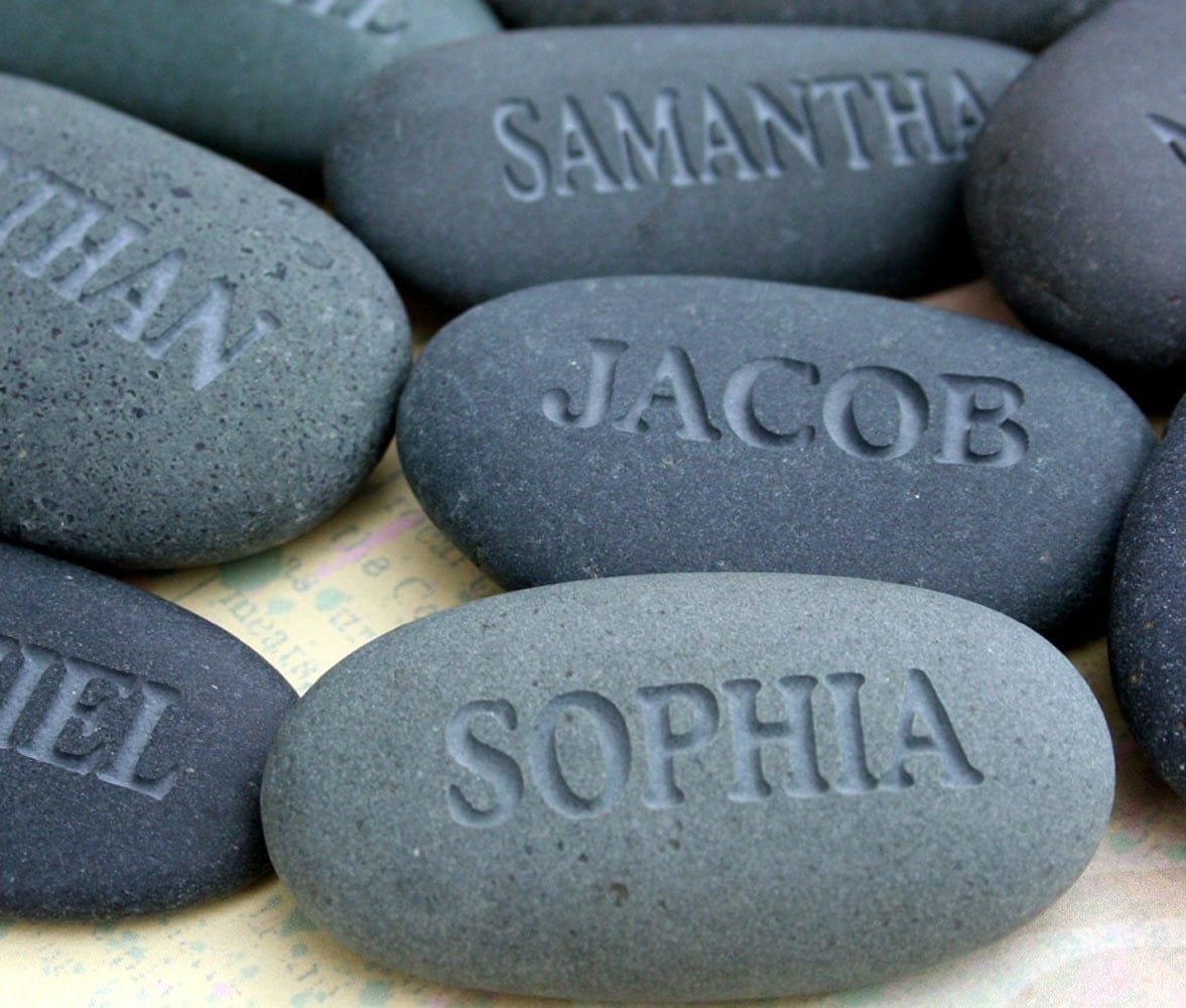 Custom engraved gifts Engraved Name Rocks set of 10 gray