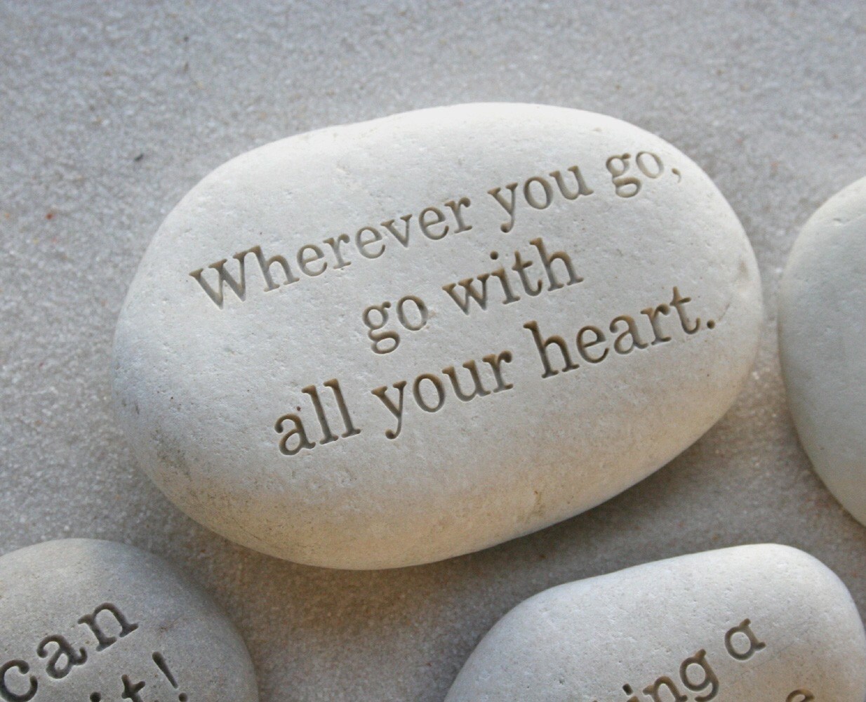 Custom engraved gifts Message Stone custom text on white