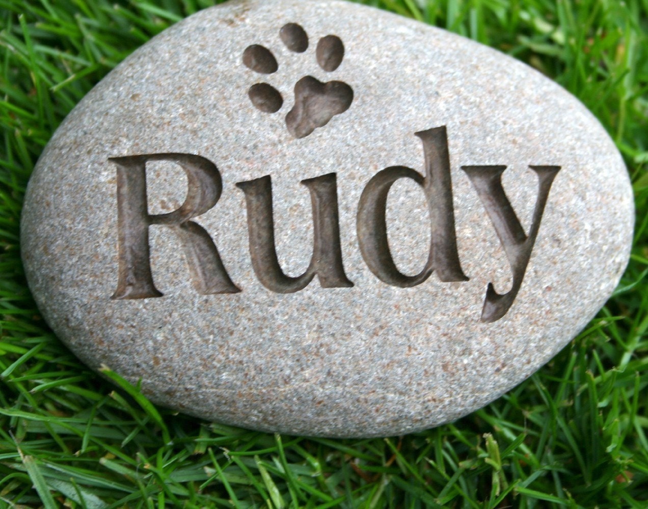 Personalized Pet Memorial Stone on Natural River Rock