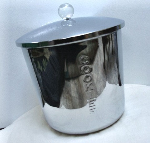 Midcentury Modern Sleek Stainless Steel Chrome Cookie Jar