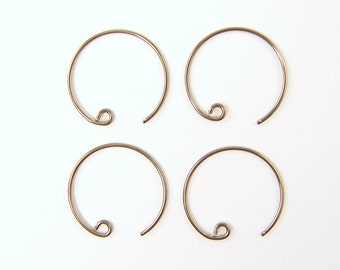 Niobium Ear Wires - Gray Rounded Hypoallergenic Earring Hoops |S7-6|4