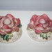 Vintage Pink Ceramic Flower Candlestick Pair