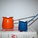 Two Vintage Turkish Coffee Pots - Orange and Blue