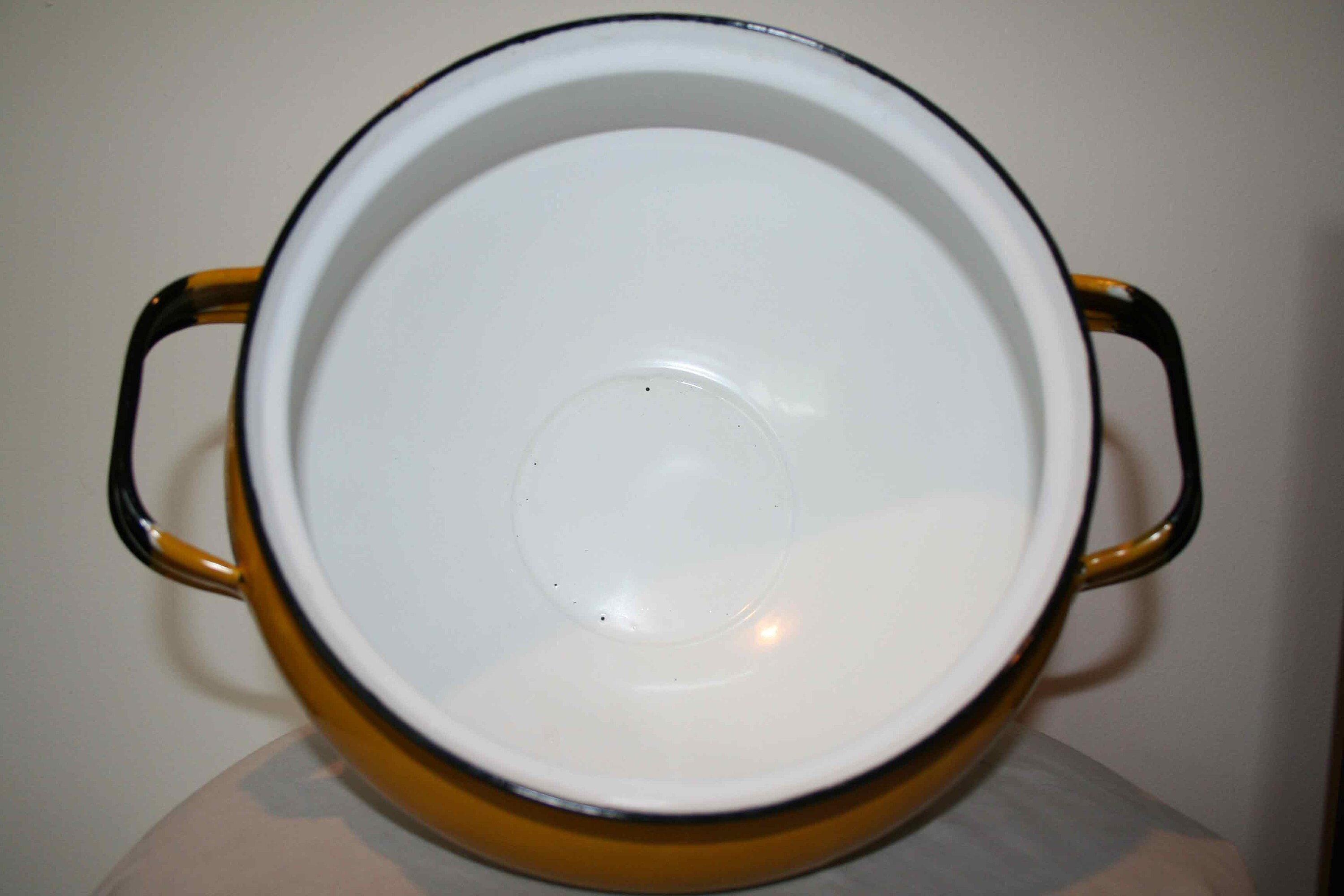 Vintage Yellow Enamel Soup Tureen with Ladle