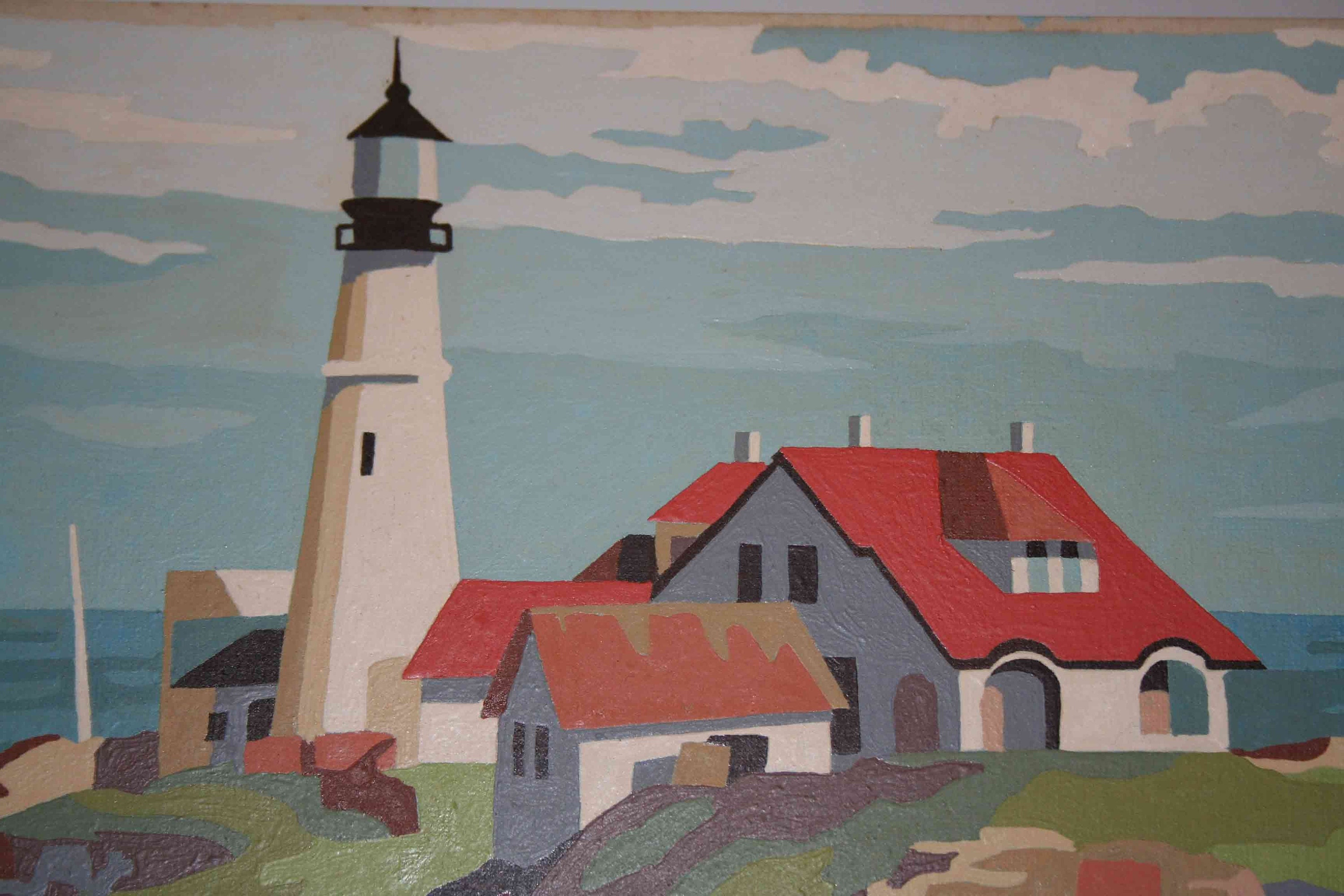 Vintage Paint by Number Lighthouse Painting
