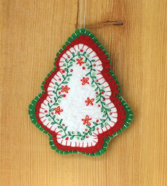 felt christmas tree embroidered beaded ornament felt christmas tree embroidered beaded ornament