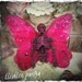 SALE - HUGE girly skeleton Hot Pink shabby glitter butterfly hair clip barrette zombie skull fascinator feather psychobilly burlesque