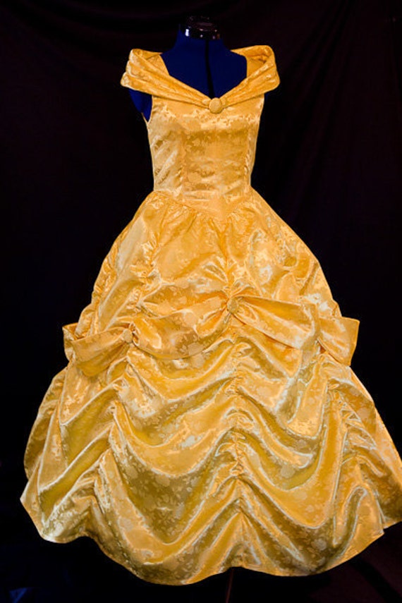 Belle GOWN Adult Size STUNNING Yellow Rose Satin by mom2rtk