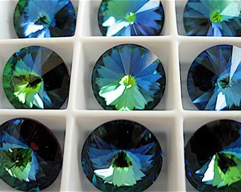 4 Crystal Green Sphinx Swarovski Rivoli Stone 1122 12mm