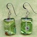 Green Millefiori Foil Sterling Silver Earrings