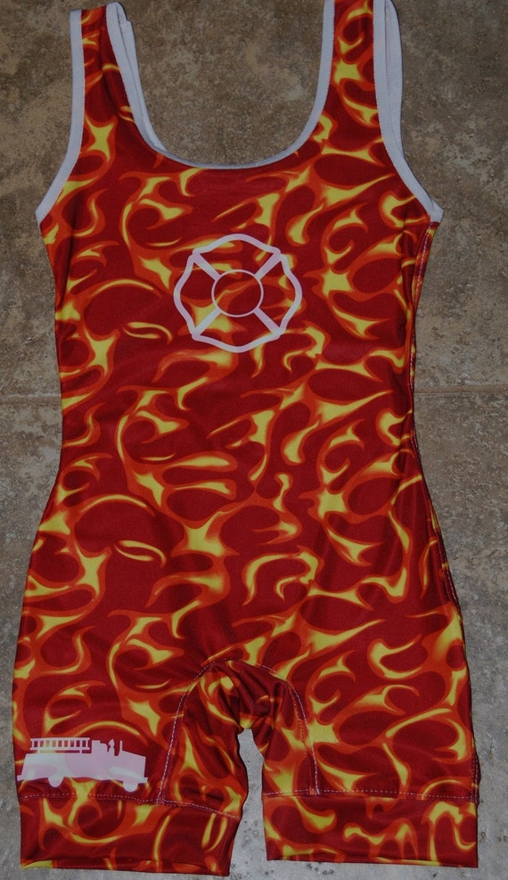 Custom Wrestling Singlets Youth Sizes Orange Red Flame 5407