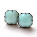 Crystal Stud Earrings - Mint Green - Sterling Silver Post Earrings