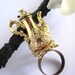 Gold Royal Tea Pot Alice In Wonderland Style antiqued brass Nickel free Lead free Novelty ring
