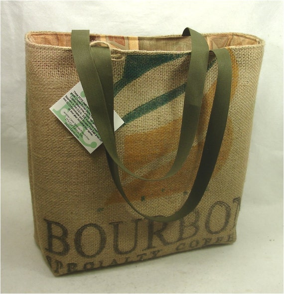 Upcycled Coffee Burlap Sack MARKET TOTE BAG by ItsOurEarth on Etsy