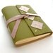 Handmade Preppy Leather Journal in Pink, Green, and Cream